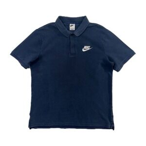 NIKE Men's L Navy Blue Polo Shirt Short Sleeve Athletic Golf USA Pullover Sports